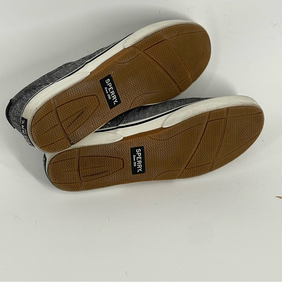 Sperry Men’s 10 Gray Chambray Canvas Sneakers Casual Lace Up - Picture 5 of 6
